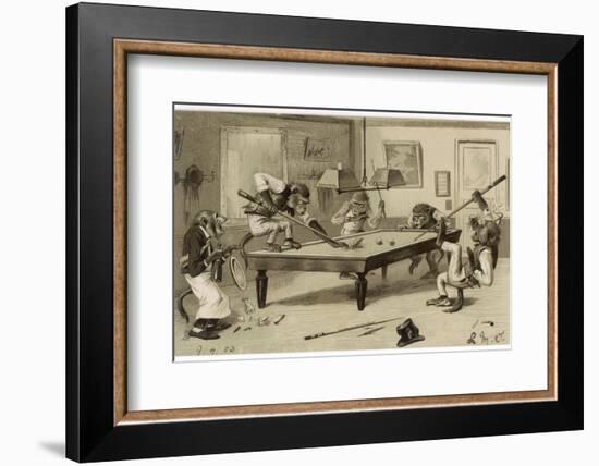 Monkeys Play Billiards-null-Framed Photographic Print