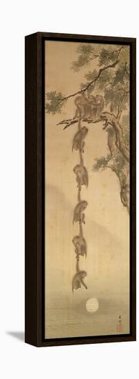 Monkeys Reaching for the Moon, Edo Period (1603-1867)-null-Framed Premier Image Canvas