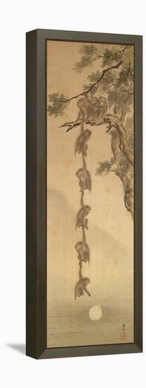 Monkeys Reaching for the Moon, Edo Period (1603-1867)-null-Framed Premier Image Canvas