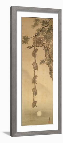 Monkeys Reaching for the Moon, Edo Period (1603-1867)-null-Framed Giclee Print