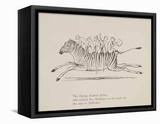 Monkeys Riding a Zebra, Nonsense Botany Animals and Other Poems Written and Drawn by Edward Lear-Edward Lear-Framed Premier Image Canvas