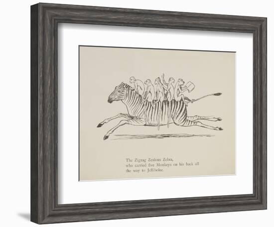 Monkeys Riding a Zebra, Nonsense Botany Animals and Other Poems Written and Drawn by Edward Lear-Edward Lear-Framed Giclee Print