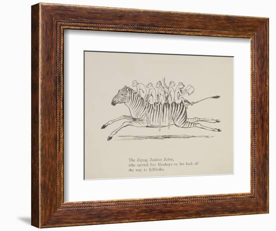 Monkeys Riding a Zebra, Nonsense Botany Animals and Other Poems Written and Drawn by Edward Lear-Edward Lear-Framed Giclee Print