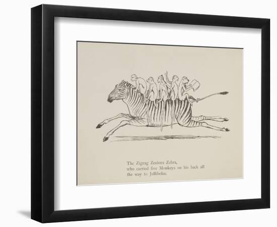 Monkeys Riding a Zebra, Nonsense Botany Animals and Other Poems Written and Drawn by Edward Lear-Edward Lear-Framed Giclee Print