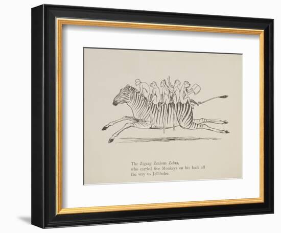 Monkeys Riding a Zebra, Nonsense Botany Animals and Other Poems Written and Drawn by Edward Lear-Edward Lear-Framed Giclee Print