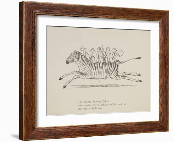 Monkeys Riding a Zebra, Nonsense Botany Animals and Other Poems Written and Drawn by Edward Lear-Edward Lear-Framed Giclee Print