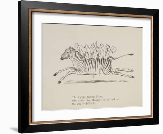 Monkeys Riding a Zebra, Nonsense Botany Animals and Other Poems Written and Drawn by Edward Lear-Edward Lear-Framed Giclee Print