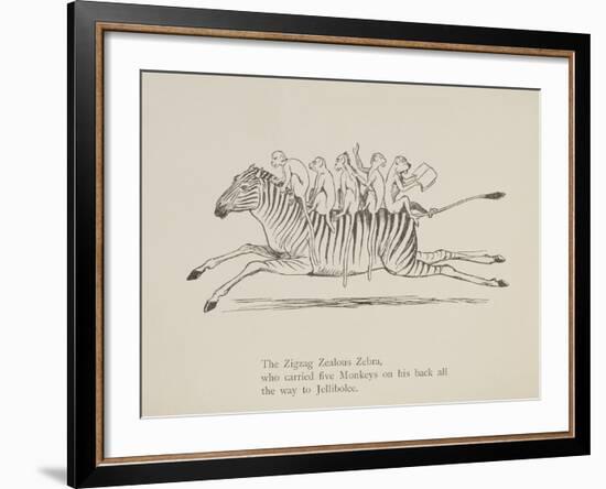 Monkeys Riding a Zebra, Nonsense Botany Animals and Other Poems Written and Drawn by Edward Lear-Edward Lear-Framed Giclee Print