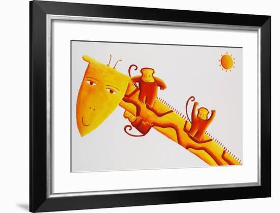 Monkeys Sliding Down Giraffe's Neck, 2002-Julie Nicholls-Framed Giclee Print