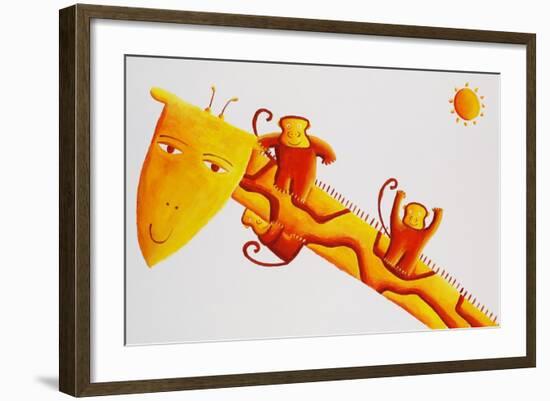 Monkeys Sliding Down Giraffe's Neck, 2002-Julie Nicholls-Framed Giclee Print