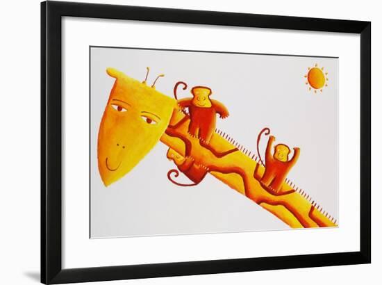 Monkeys Sliding Down Giraffe's Neck, 2002-Julie Nicholls-Framed Giclee Print