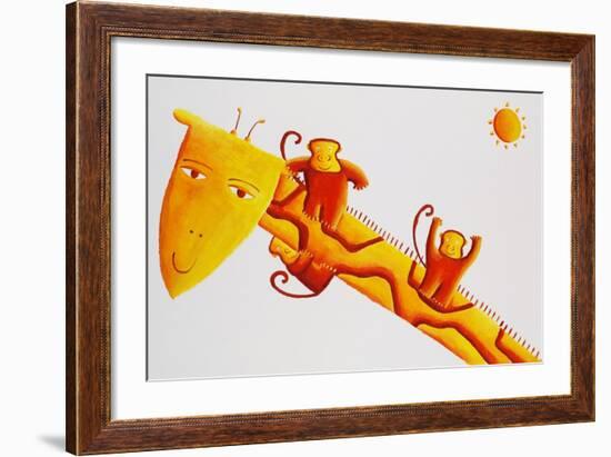 Monkeys Sliding Down Giraffe's Neck, 2002-Julie Nicholls-Framed Giclee Print