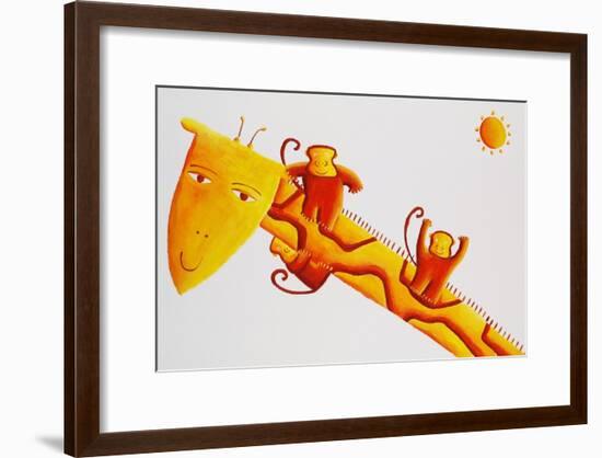 Monkeys Sliding Down Giraffe's Neck, 2002-Julie Nicholls-Framed Premium Giclee Print