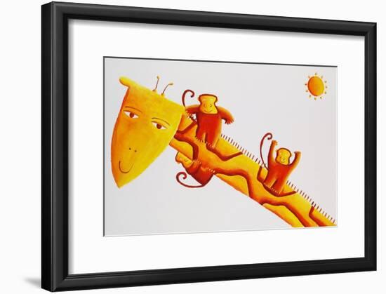 Monkeys Sliding Down Giraffe's Neck, 2002-Julie Nicholls-Framed Giclee Print