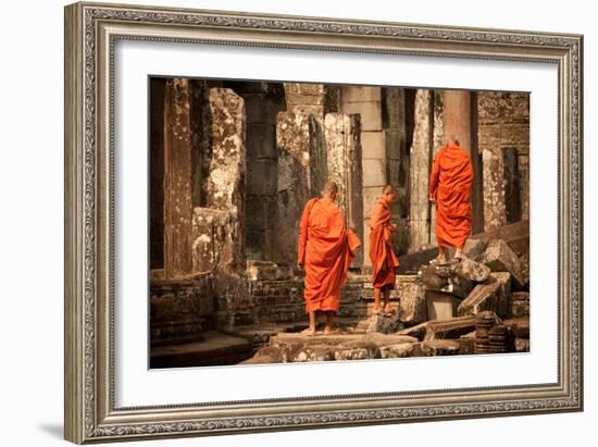 Monks at Bayon-Erin Berzel-Framed Photographic Print