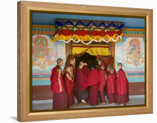 Monks at Tibetan Buddhist Monastery, Kathmandu, Nepal-Demetrio Carrasco-Framed Premier Image Canvas