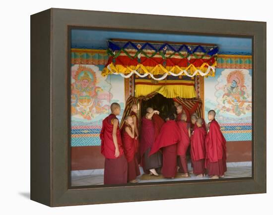 Monks at Tibetan Buddhist Monastery, Kathmandu, Nepal-Demetrio Carrasco-Framed Premier Image Canvas