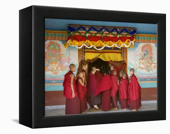 Monks at Tibetan Buddhist Monastery, Kathmandu, Nepal-Demetrio Carrasco-Framed Premier Image Canvas