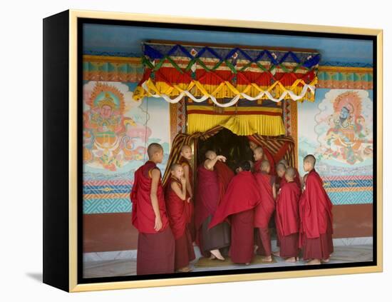 Monks at Tibetan Buddhist Monastery, Kathmandu, Nepal-Demetrio Carrasco-Framed Premier Image Canvas
