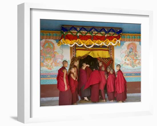 Monks at Tibetan Buddhist Monastery, Kathmandu, Nepal-Demetrio Carrasco-Framed Photographic Print