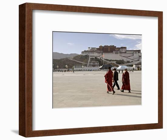 Monks Carrying Umbrellas to Shield Against the Sun, in Front of the Potala Palace, Tibet-Don Smith-Framed Photographic Print