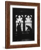 Monks Cleaning Windows of the Monastery's Sacristy-Gordon Parks-Framed Photographic Print