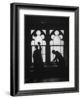 Monks Cleaning Windows of the Monastery's Sacristy-Gordon Parks-Framed Photographic Print