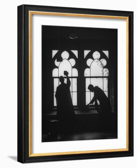 Monks Cleaning Windows of the Monastery's Sacristy-Gordon Parks-Framed Photographic Print