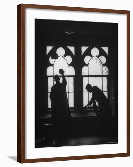 Monks Cleaning Windows of the Monastery's Sacristy-Gordon Parks-Framed Photographic Print