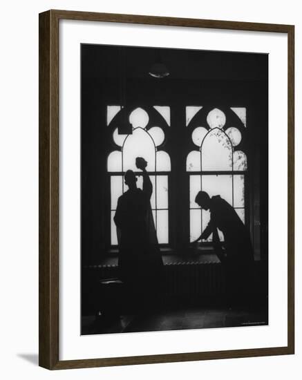 Monks Cleaning Windows of the Monastery's Sacristy-Gordon Parks-Framed Photographic Print