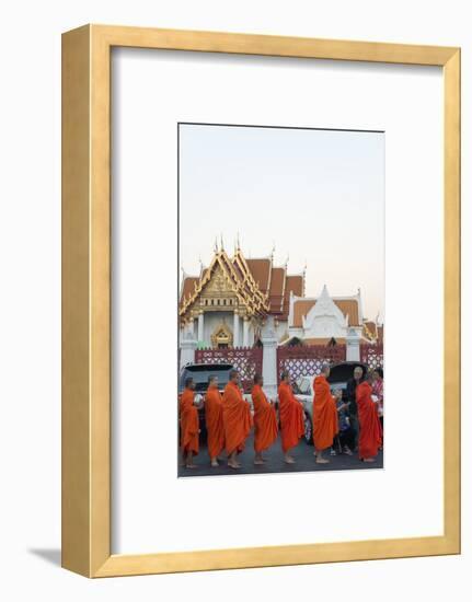 Monks Collecting Morning Alms, the Marble Temple (Wat Benchamabophit), Bangkok, Thailand-Christian Kober-Framed Photographic Print