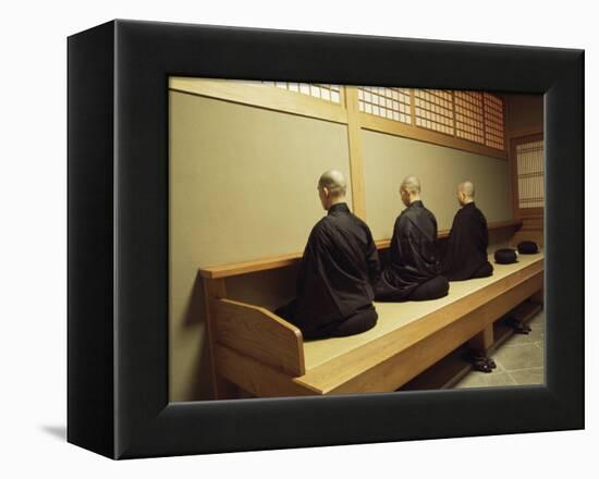 Monks During Za-Zen Meditation in the Zazen Hall, Elheiji Zen Monastery, Japan-Ursula Gahwiler-Framed Premier Image Canvas