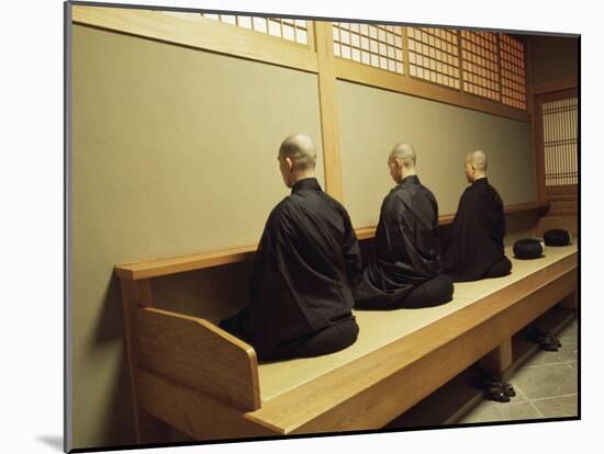 Monks During Za-Zen Meditation in the Zazen Hall, Elheiji Zen Monastery, Japan-Ursula Gahwiler-Mounted Photographic Print