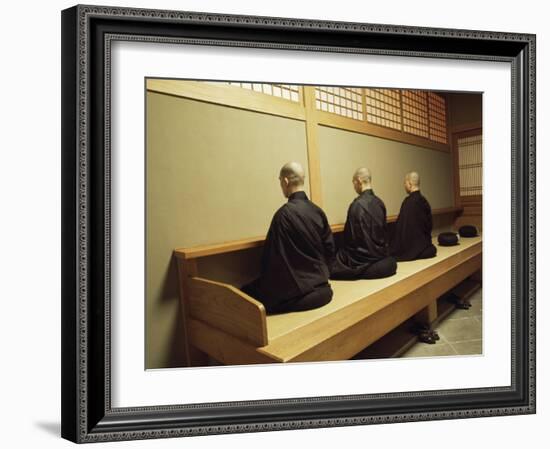 Monks During Za-Zen Meditation in the Zazen Hall, Elheiji Zen Monastery, Japan-Ursula Gahwiler-Framed Photographic Print