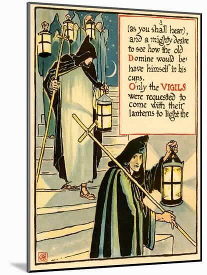 Monks In Procession Holding A Lantern During Vigils-Walter Crane-Mounted Art Print