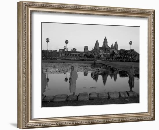 Monks in Saffron Robes, Angkor Wat, Unesco World Heritage Site, Siem Reap, Cambodia, Indochina-Bruno Morandi-Framed Photographic Print