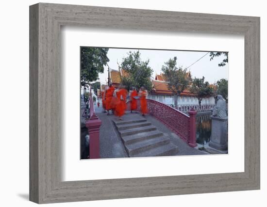 Monks in Saffron Robes, Wat Benchamabophit (The Marble Temple), Bangkok, Thailand, Southeast Asia-Christian Kober-Framed Photographic Print