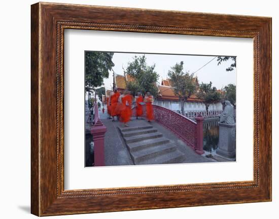 Monks in Saffron Robes, Wat Benchamabophit (The Marble Temple), Bangkok, Thailand, Southeast Asia-Christian Kober-Framed Photographic Print