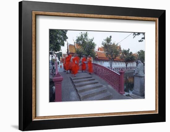 Monks in Saffron Robes, Wat Benchamabophit (The Marble Temple), Bangkok, Thailand, Southeast Asia-Christian Kober-Framed Photographic Print