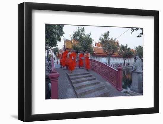 Monks in Saffron Robes, Wat Benchamabophit (The Marble Temple), Bangkok, Thailand, Southeast Asia-Christian Kober-Framed Photographic Print