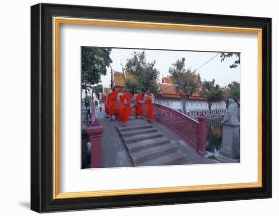 Monks in Saffron Robes, Wat Benchamabophit (The Marble Temple), Bangkok, Thailand, Southeast Asia-Christian Kober-Framed Photographic Print