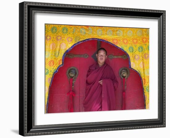 Monks in Sakya Monastery, Tibet, China-Keren Su-Framed Photographic Print