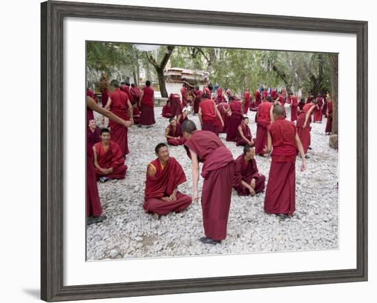 Monks Learning Session, with Masters and Students, Sera Monastery, Tibet, China-Ethel Davies-Framed Photographic Print