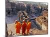 Monks Overlook Angkor Wat, Cambodia-Tom Haseltine-Mounted Photographic Print