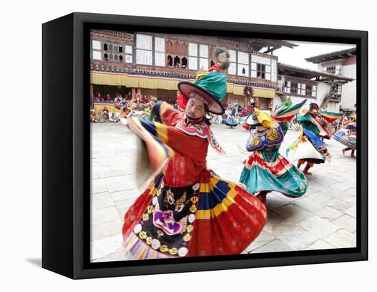 Monks Performing Traditional Black Hat Dance at the Wangdue Phodrang Tsechu, Wangdue Phodrang Dzong-Lee Frost-Framed Premier Image Canvas