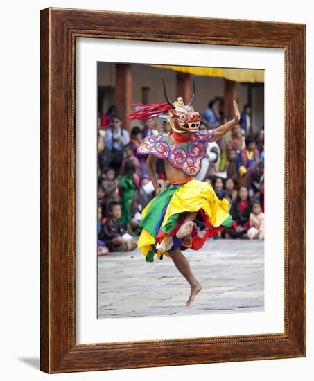 Monks Performing Traditional Masked Dance at the Wangdue Phodrang Tsechu, Wangdue Phodrang Dzong, W-Lee Frost-Framed Photographic Print