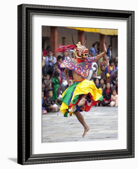 Monks Performing Traditional Masked Dance at the Wangdue Phodrang Tsechu, Wangdue Phodrang Dzong, W-Lee Frost-Framed Photographic Print