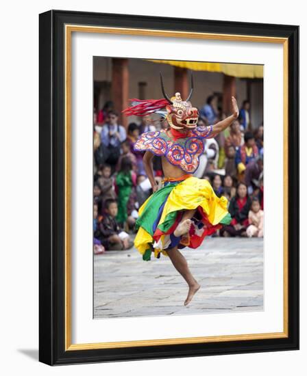 Monks Performing Traditional Masked Dance at the Wangdue Phodrang Tsechu, Wangdue Phodrang Dzong, W-Lee Frost-Framed Photographic Print