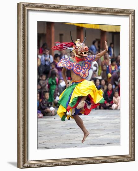 Monks Performing Traditional Masked Dance at the Wangdue Phodrang Tsechu, Wangdue Phodrang Dzong, W-Lee Frost-Framed Photographic Print