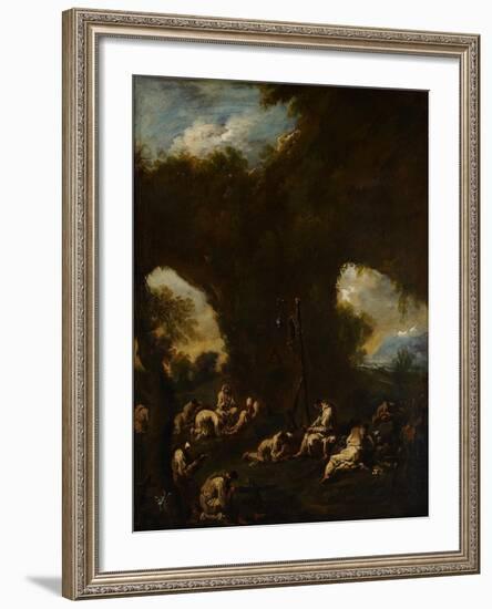 Monks Praying in a Grotto, C.1730-Alessandro Magnasco-Framed Giclee Print